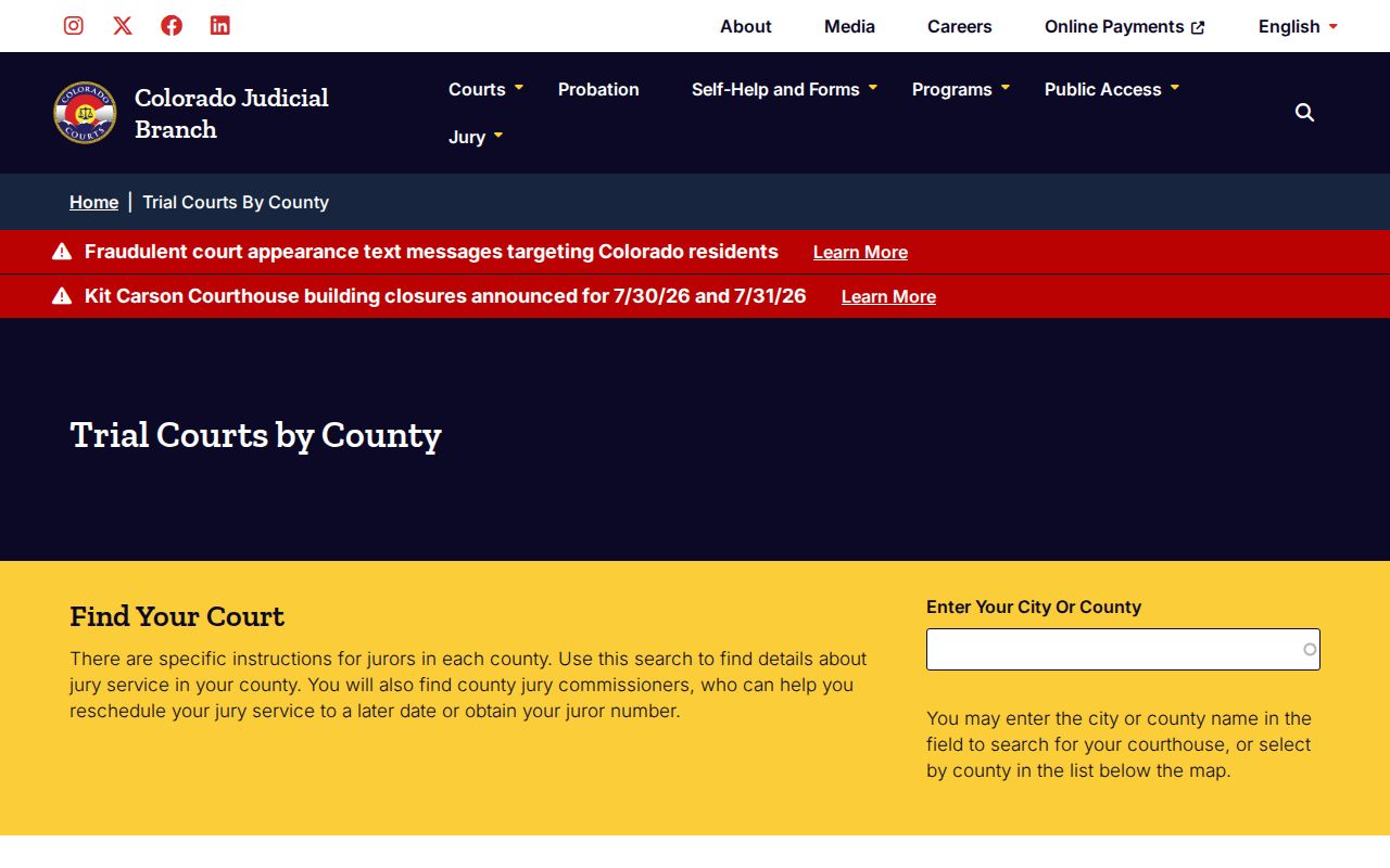 Kiowa County court records local combined court page